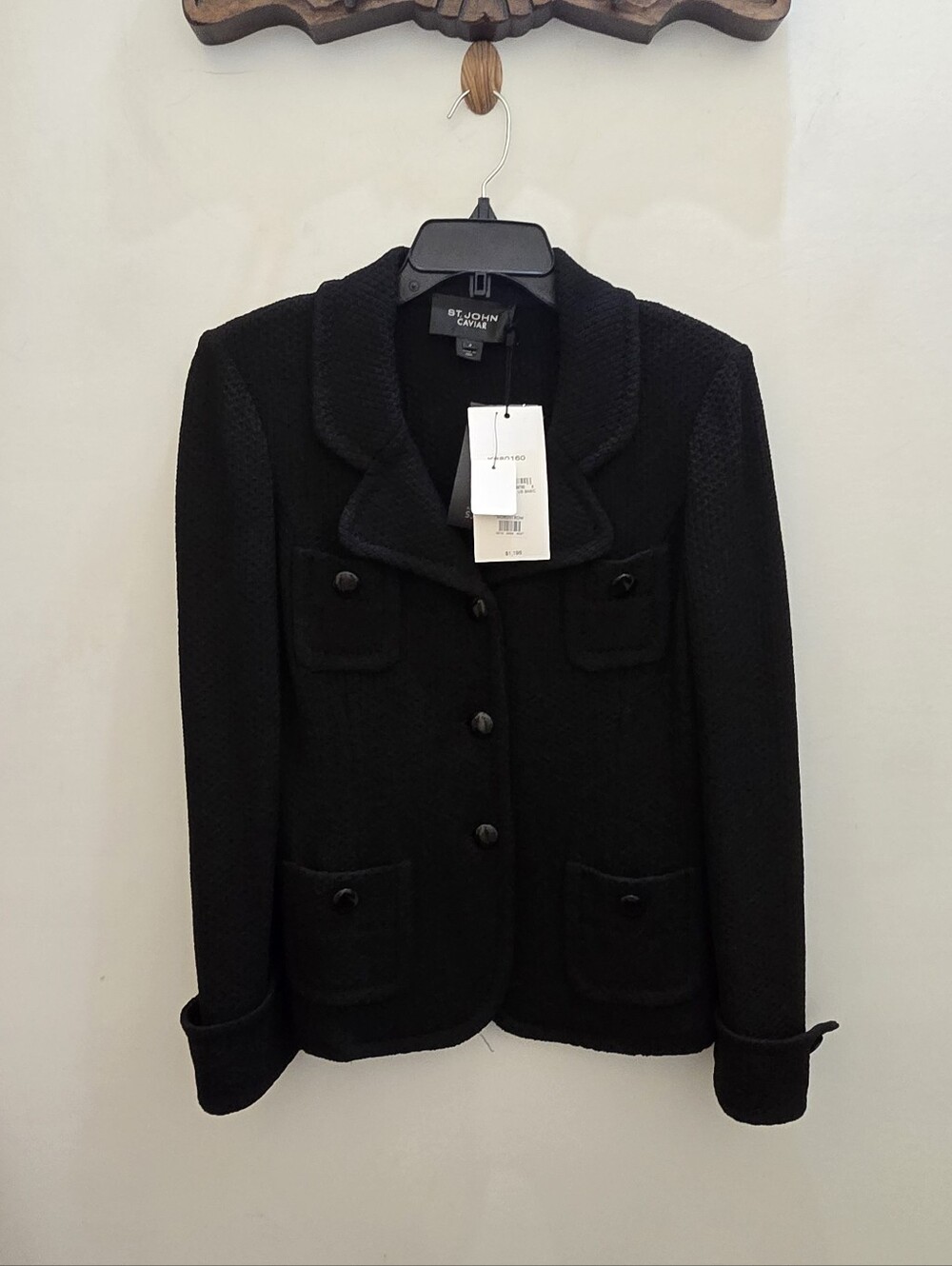 St. John Collection Black Knit Button-Front Jacket